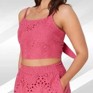 2/$30 Andie The Santiago Crop Top Eyelet Rosette Size XXXL | Feminine Summer Top